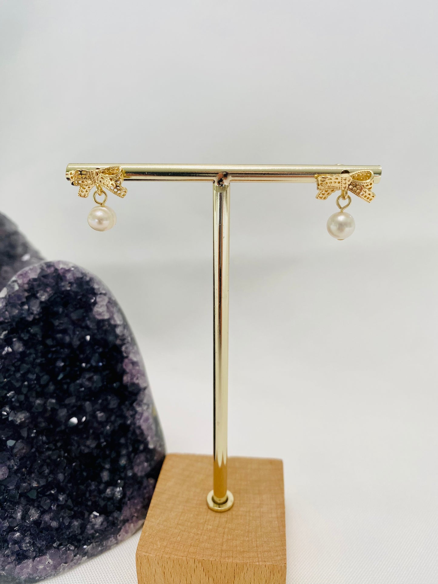 Earrings - Freshwater Pearl Drop(Bow/Knot/Heart), 14K Gold/White Gold Filled