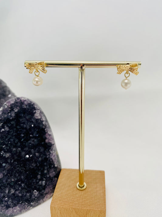 Earrings - Freshwater Pearl Drop(Bow/Knot/Heart), 14K Gold Filled