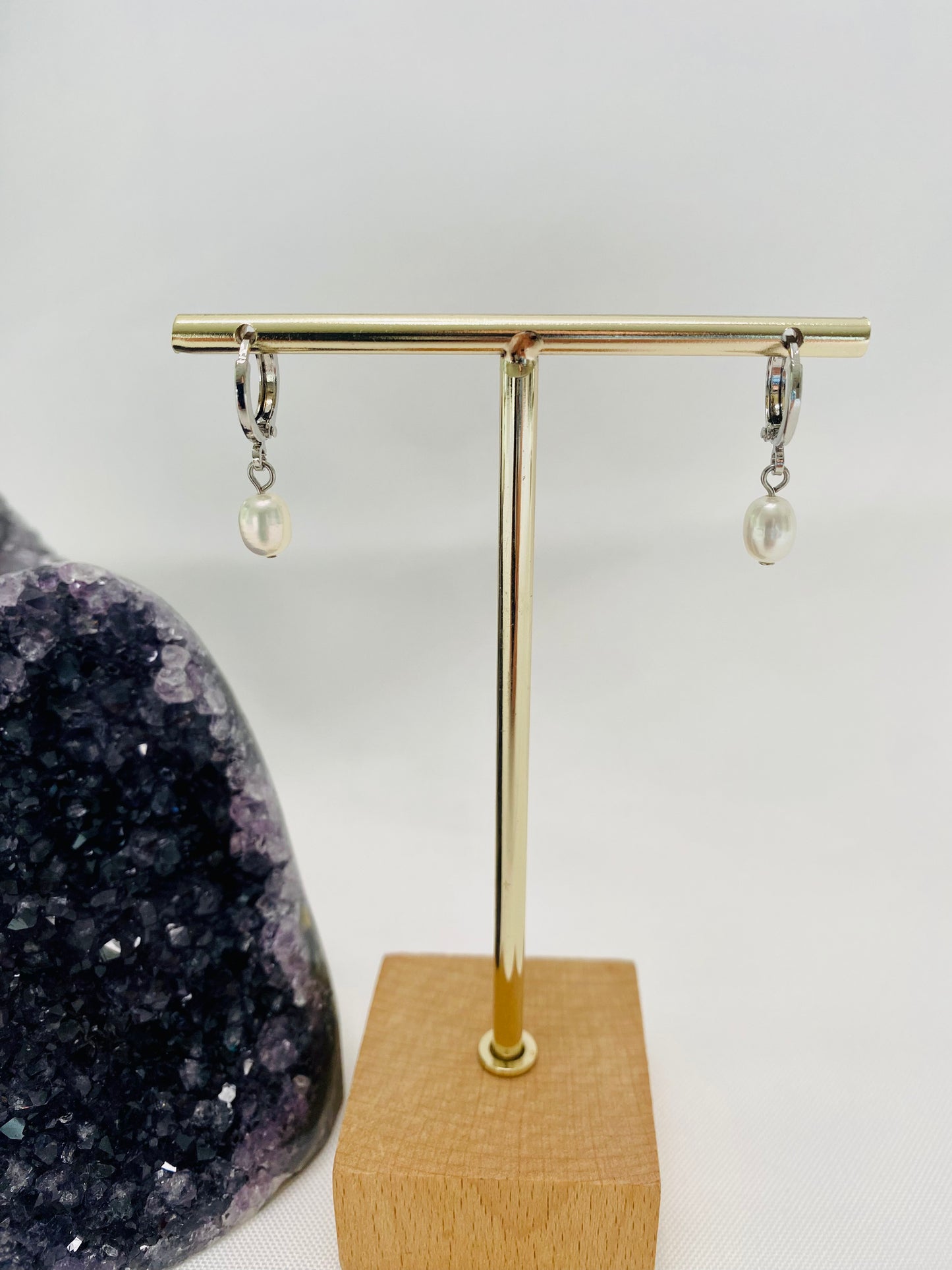Earrings - Freshwater Pearl Hoop/Hook, 14K Gold/White Gold Filled