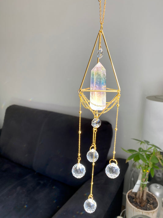 Angel Aura Quartz Suncatcher - Double Aura S