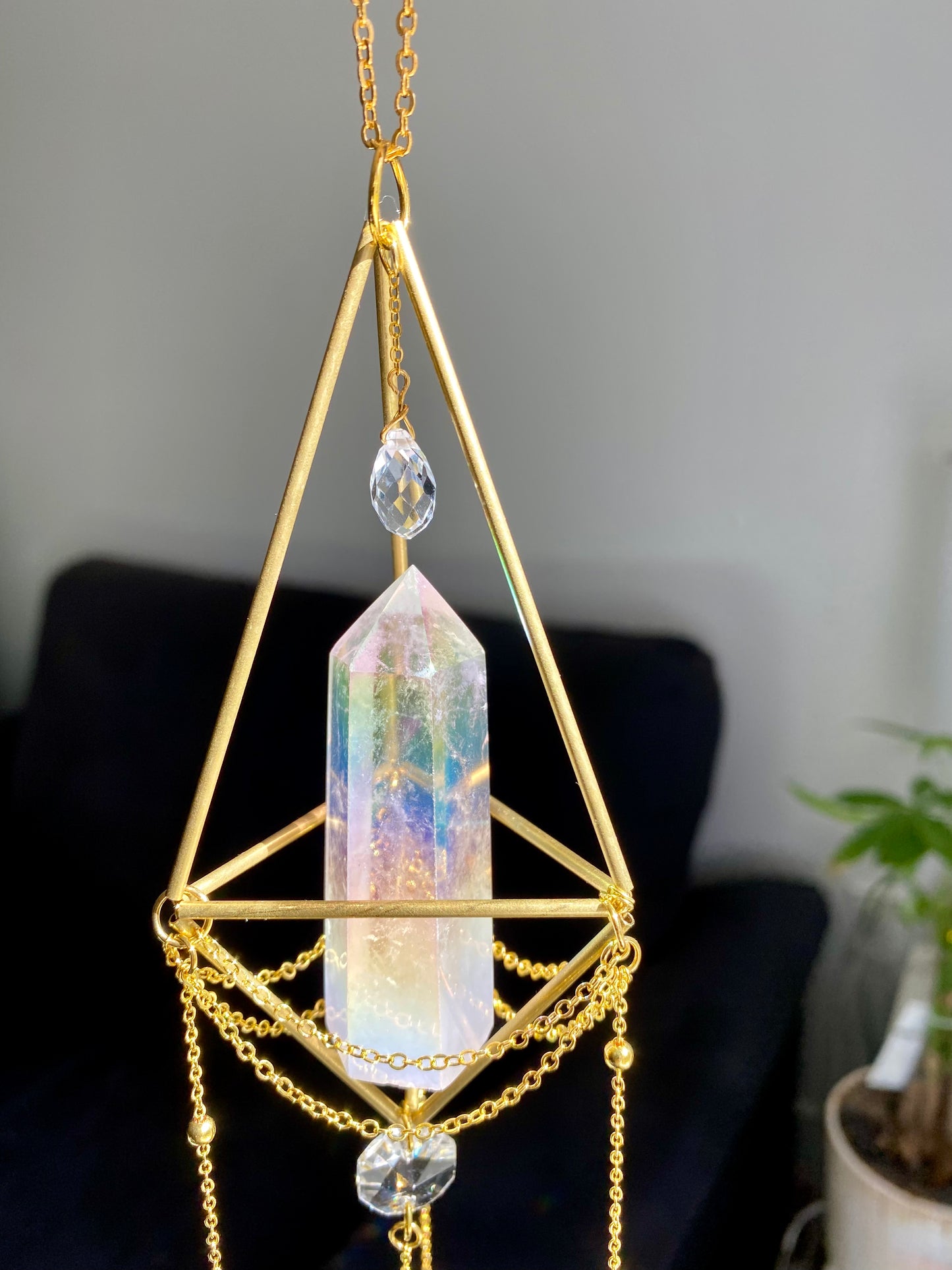 Angel Aura Quartz Suncatcher - Double Aura S