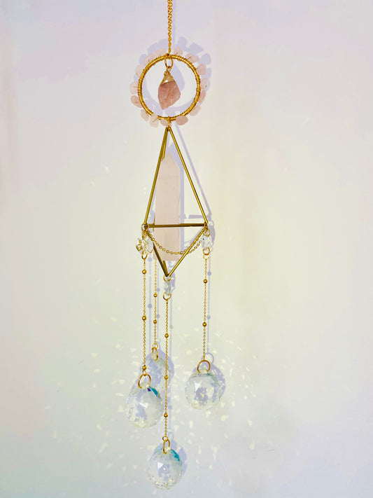 Rose Quartz Suncatcher - Pink Blossom L