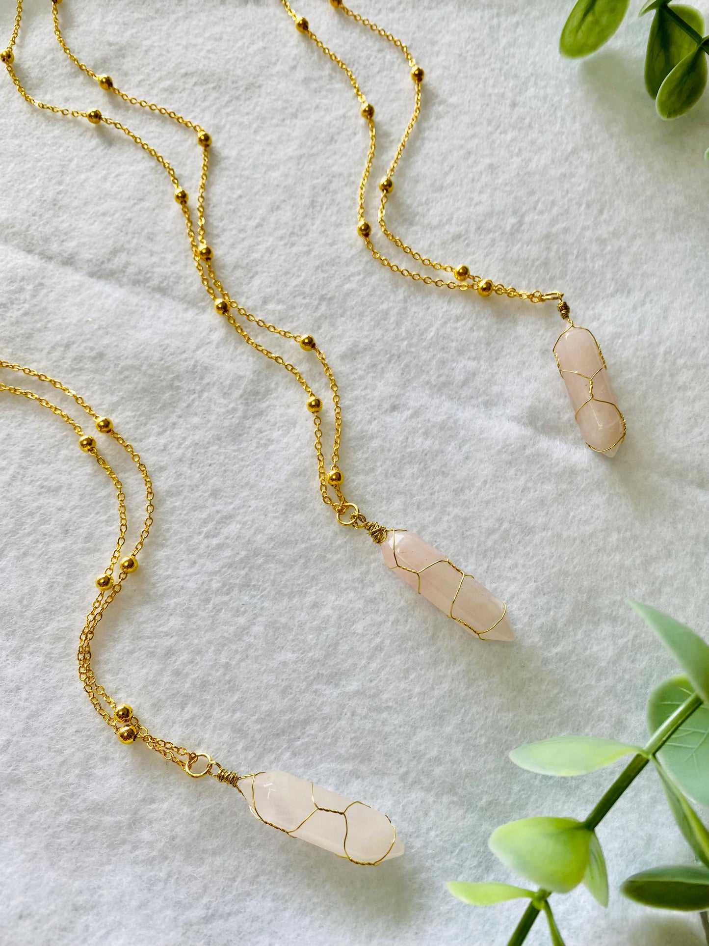 Rose Quartz Tower Necklace