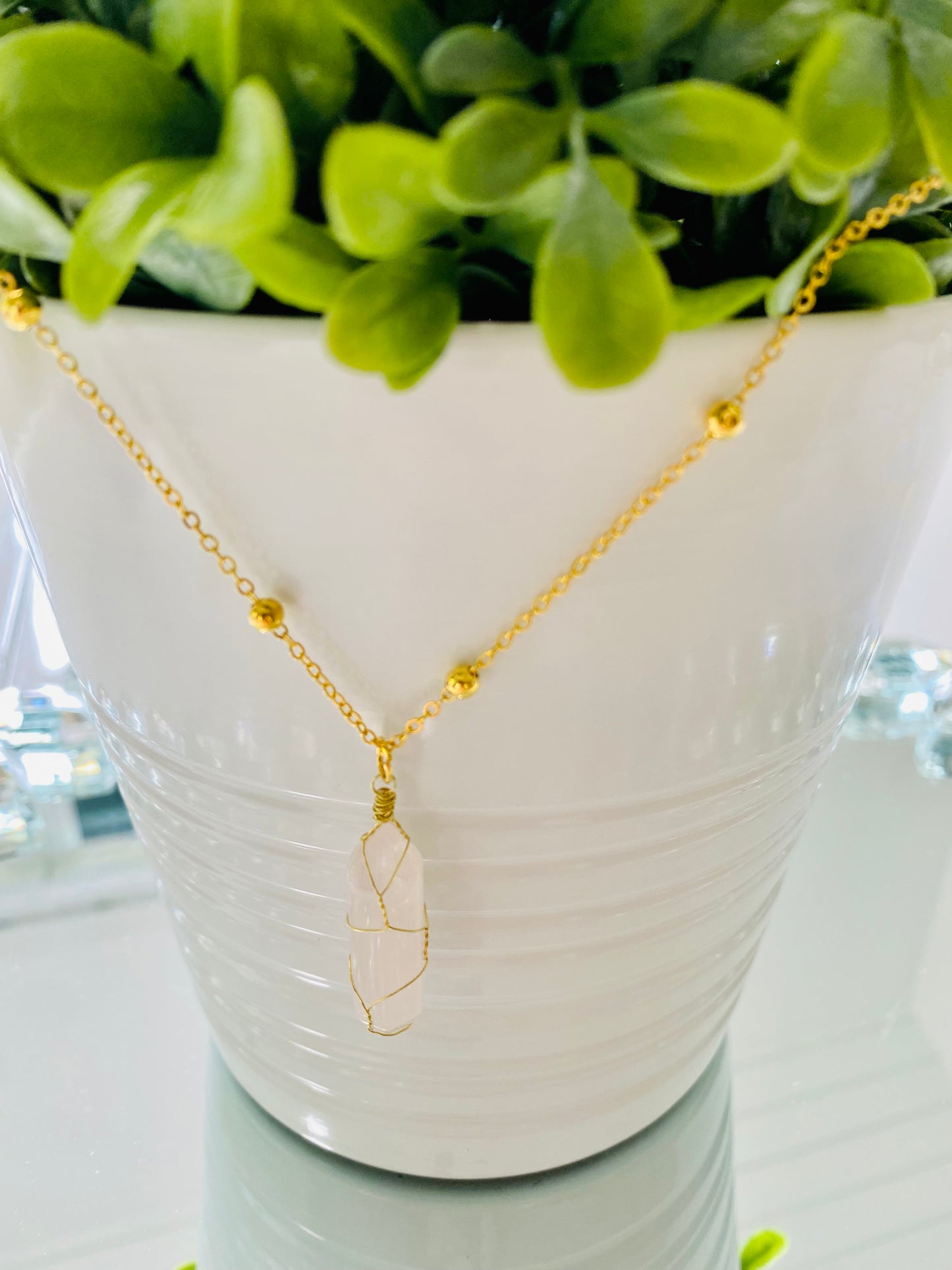 Rose Quartz Tower Necklace