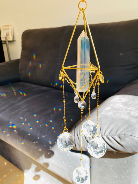 Angel Aura Quartz Suncatcher - Star Drop