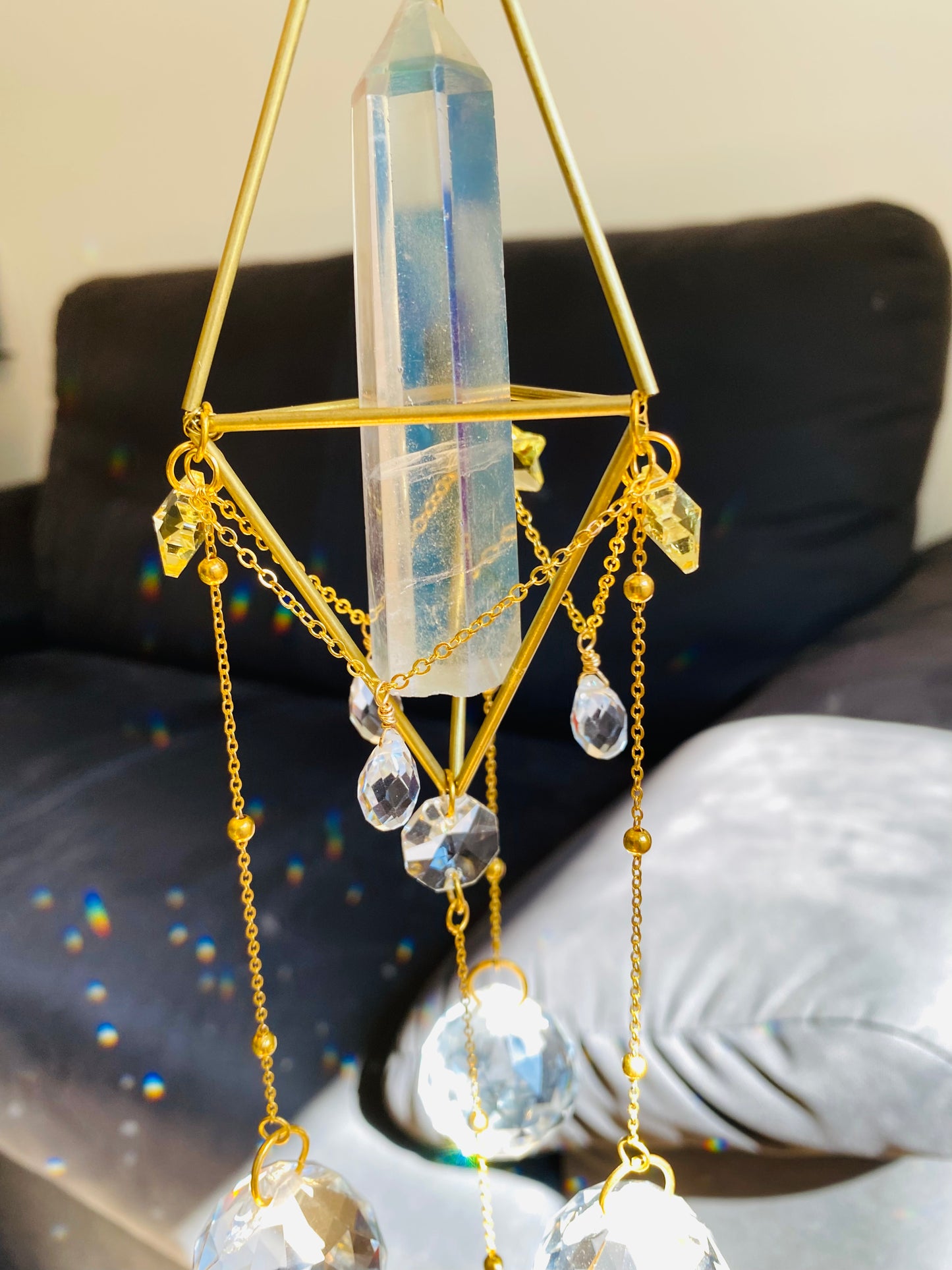 Angel Aura Quartz Suncatcher - Star Drop