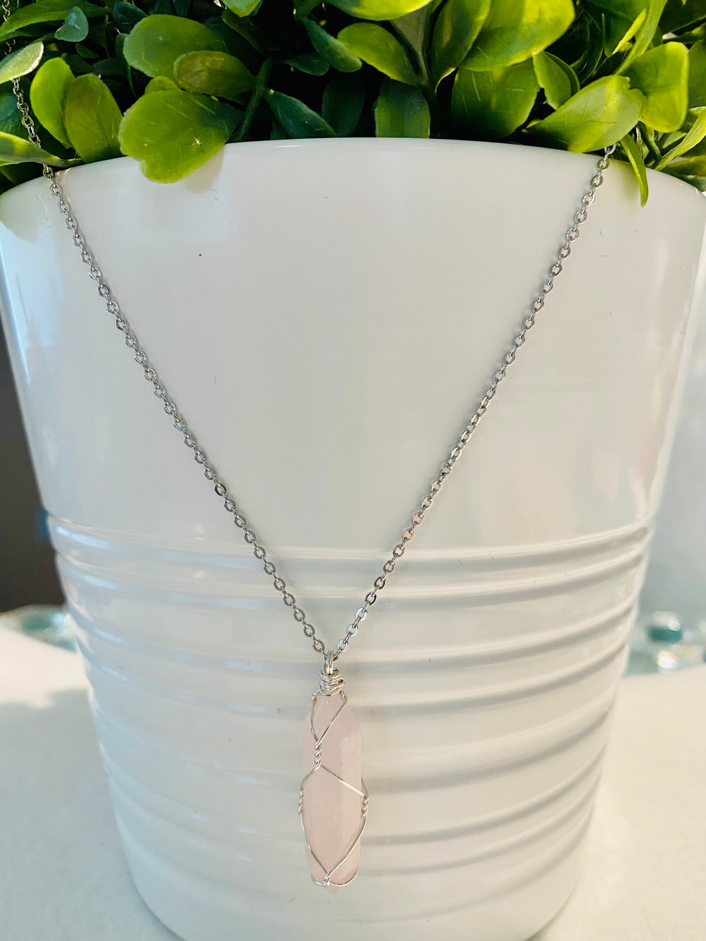 Rose Quartz Tower Necklace