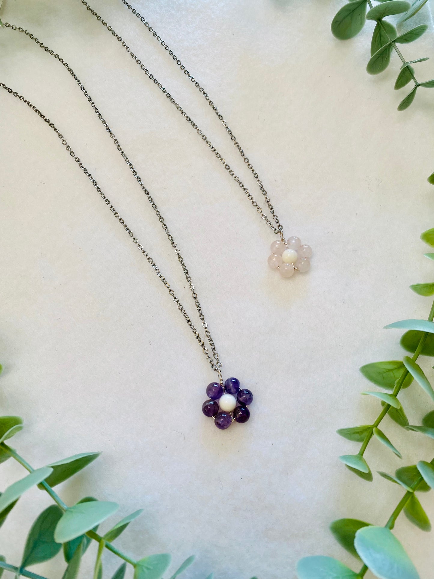 Crystal Bead Flower Necklace