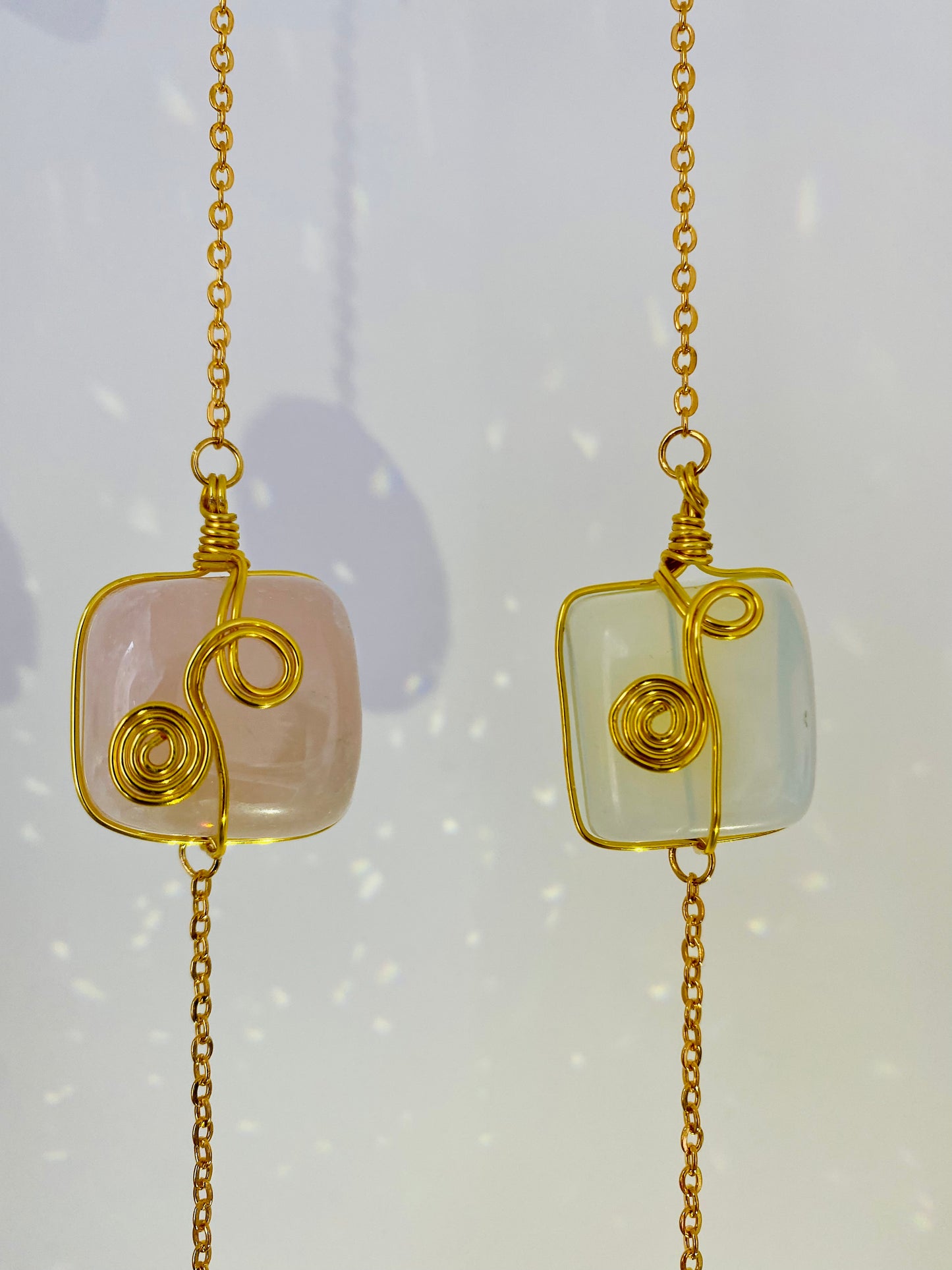 Mini Suncatcher - Crystal Cube (Opalite and Rose Quartz)