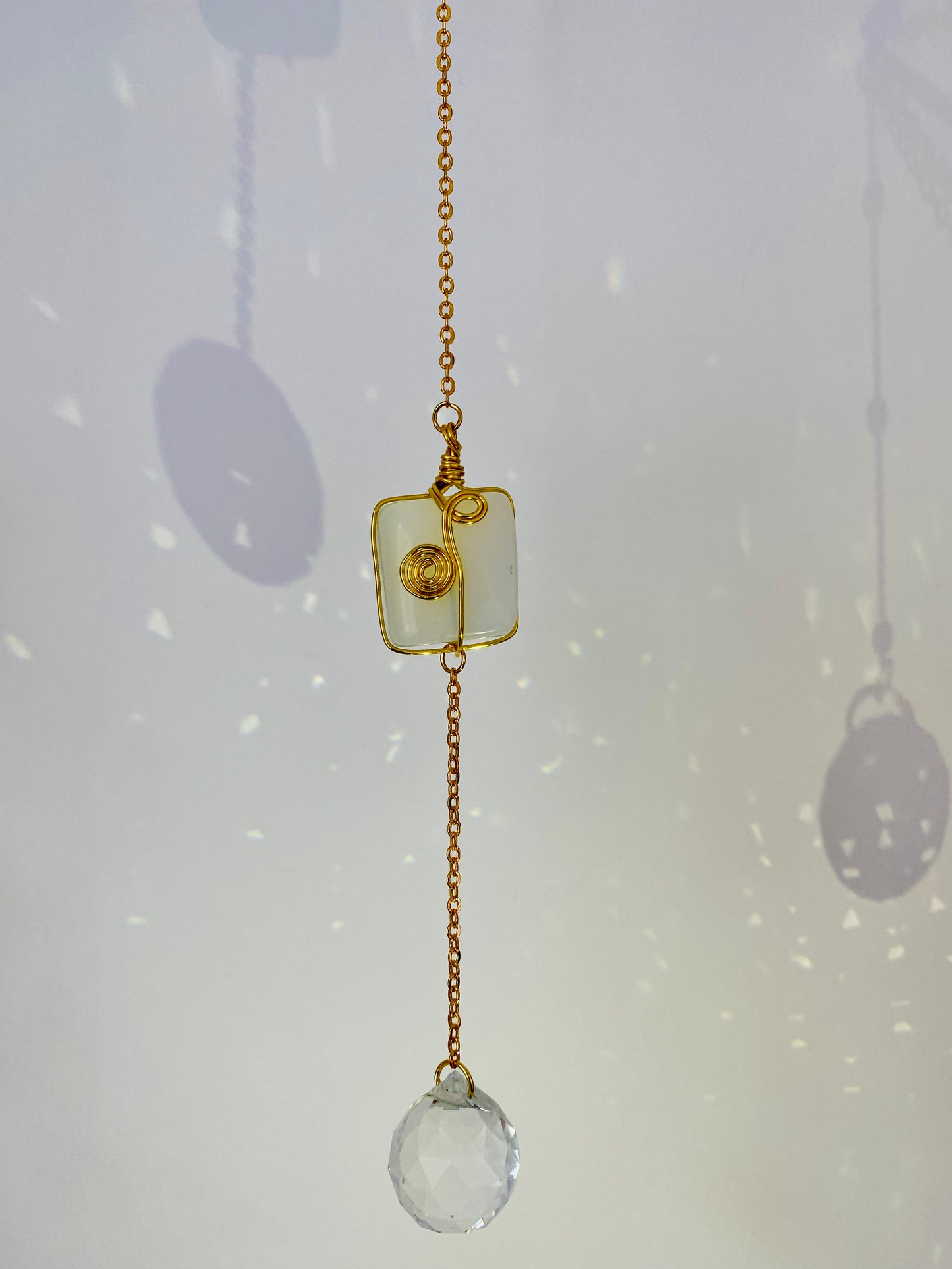 Mini Suncatcher - Crystal Cube (Opalite and Rose Quartz)