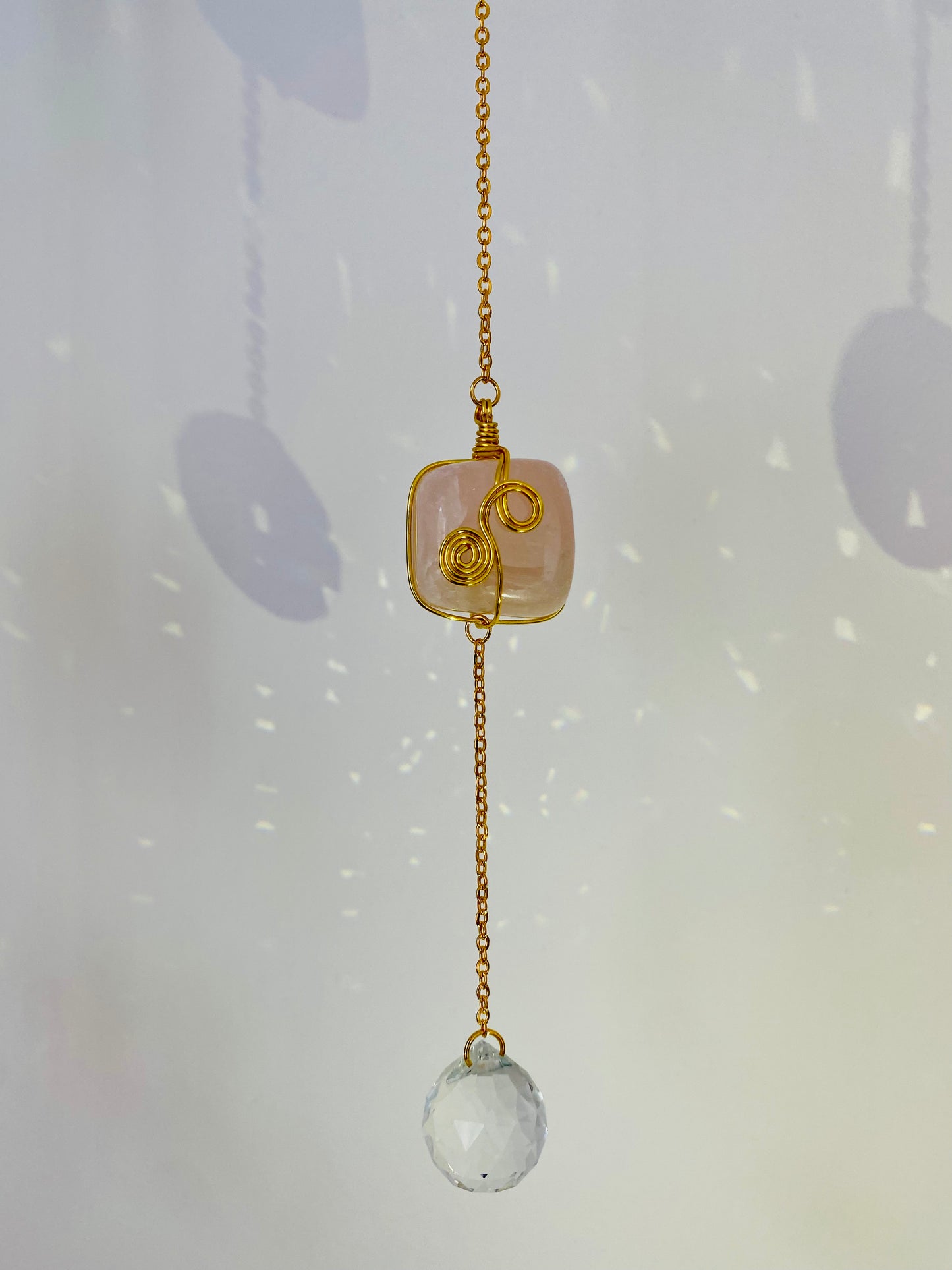 Mini Suncatcher - Crystal Cube (Opalite and Rose Quartz)