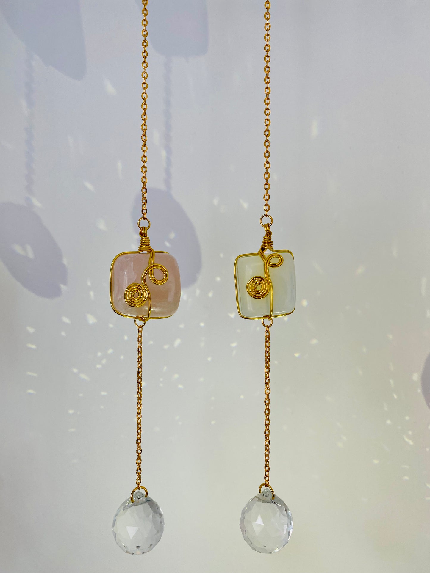 Mini Suncatcher - Crystal Cube (Opalite and Rose Quartz)