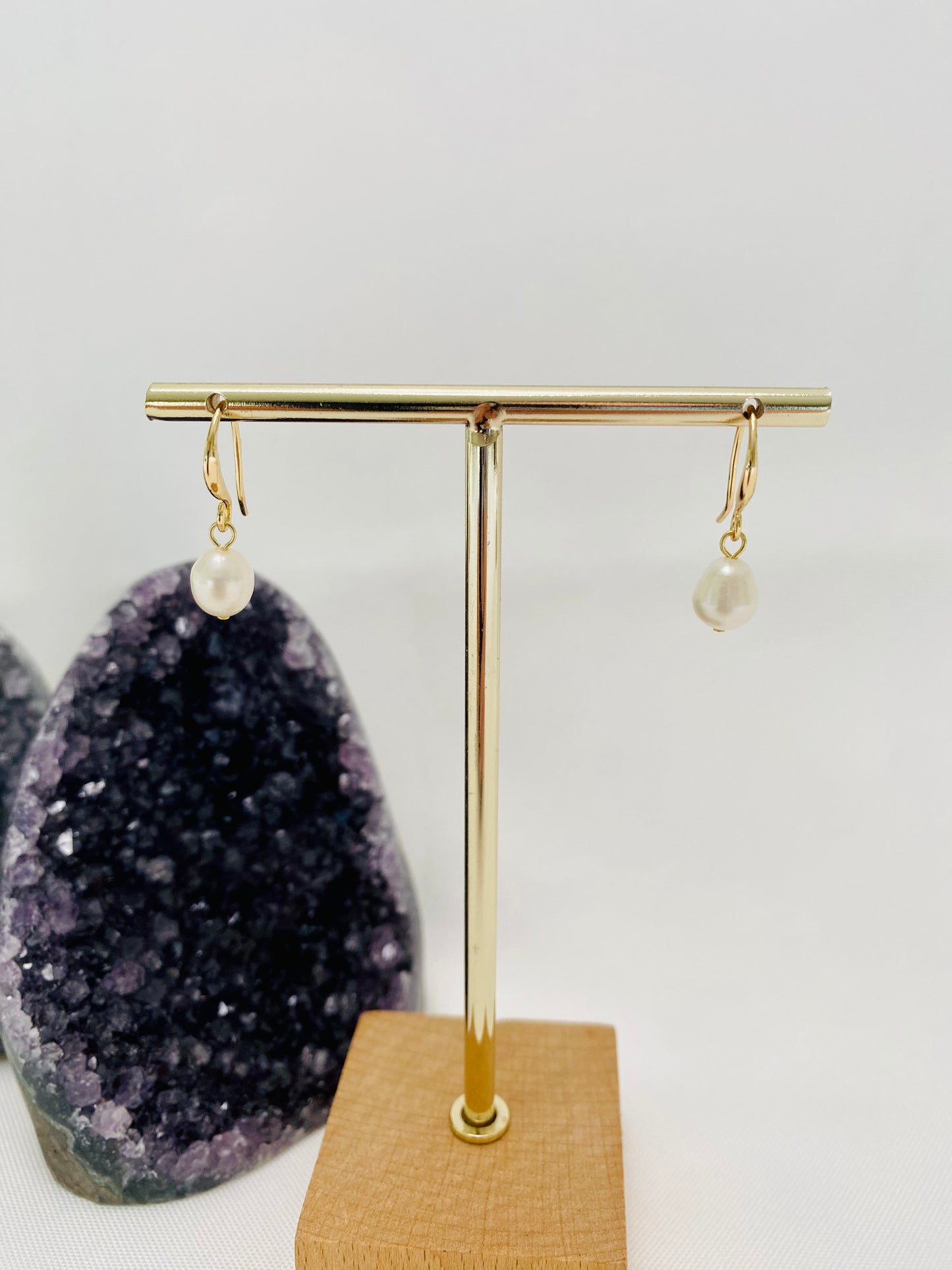 Earrings - Freshwater Pearl Hoop/Hook, 14K Gold/White Gold Filled