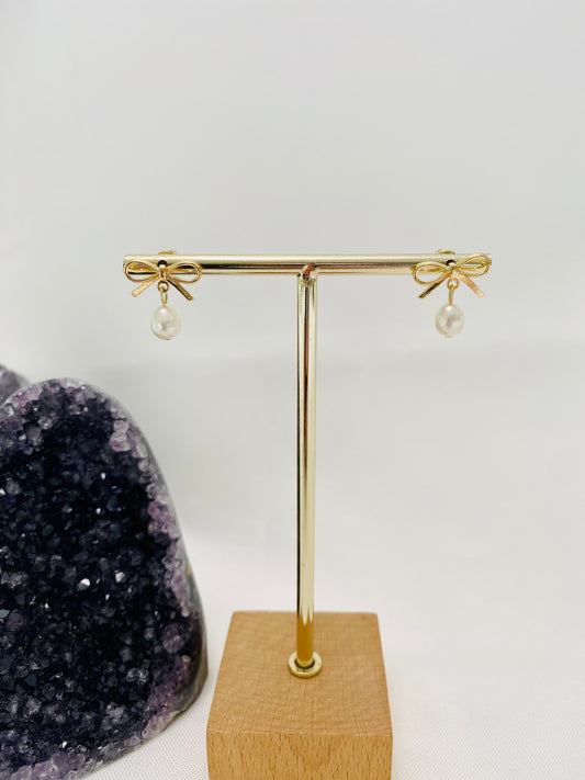 Earrings - Freshwater Pearl Drop(Bow/Knot/Heart), 14K Gold Filled
